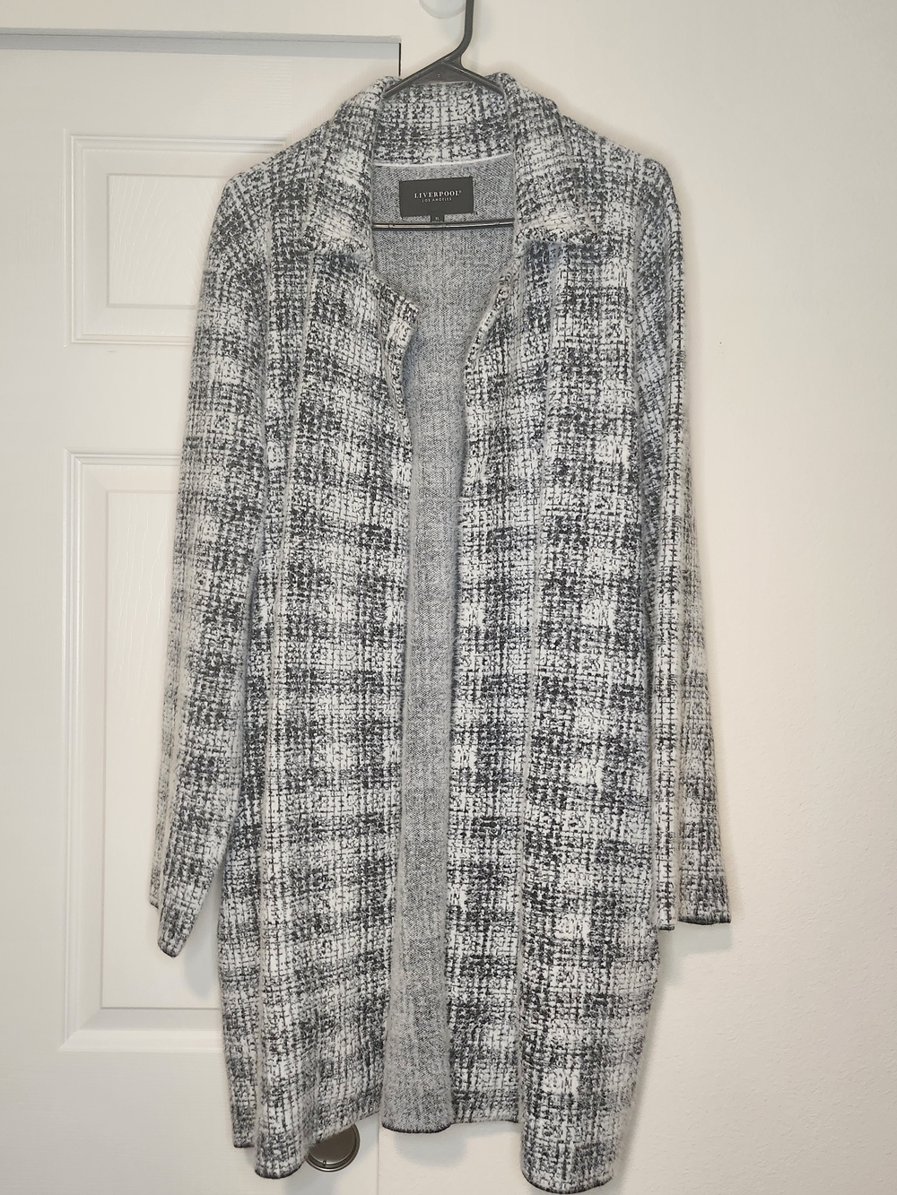 Liverpool Los Angeles Plaid Open Front Sweater Coat Duster